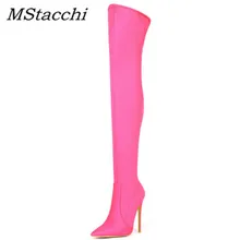 MStacchi/женские сапоги по индивидуальному заказу; Botas Mujer; ; яркие цвета; Сапоги выше колена; женские шикарные вечерние сапоги на тонком высоком каблуке с острым носком