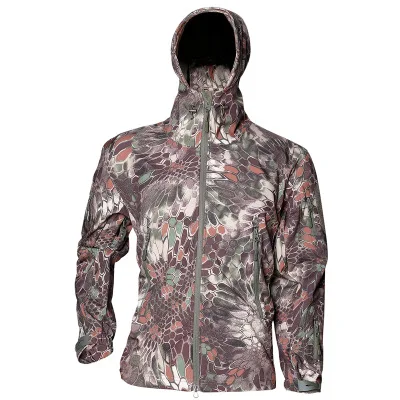 Мужская зимняя тактическая куртка, флисовая армейская куртка, военная куртка из кожи акулы, ветровка, куртки, мягкая оболочка, теплое водонепроницаемое ветрозащитное пальто - Цвет: Kryptek Mountian