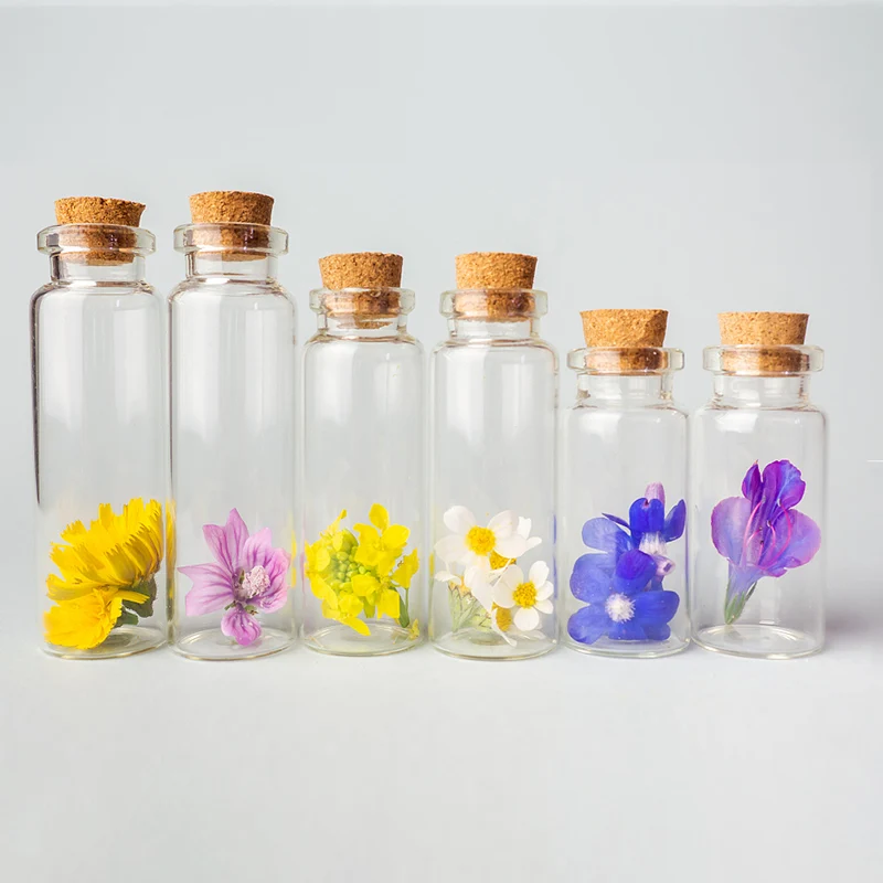 5pcs 5/10/14/20ml Mini Clear Glass Drifting Bottles With Cork Stopper Small Jars Christmas Wedding Birthday Party Decoration