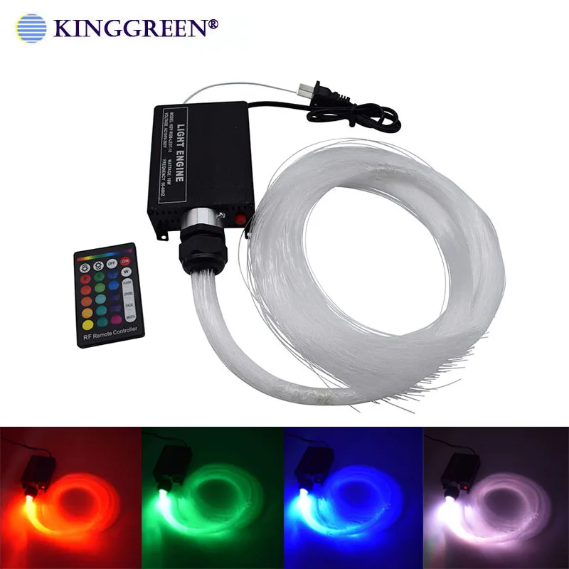 16W RGB LED Light Engine 24key RF Remote LED Fiber Optic Light with PMMA Fiber Optic Cable for Ceiling Decoration Fiber Optic Cable Fiber Optic Lamp Led Ambient Light