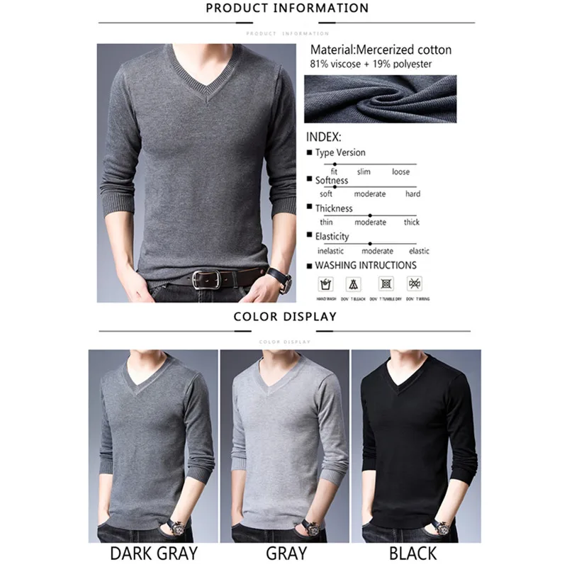 TFETTERS Men Brand Sweater Autumn Slim Fit Sweaters Men Casual Solid Color V Neck Pullovers Sweater 1 TFETTERS Men Brand Sweater Autumn Slim Fit Sweaters Men Casual Solid Color V Neck Pullovers Sweater 4