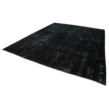 

300x381 Cm Black Handmade Overdyed Large Area Rug-10x12 Ft