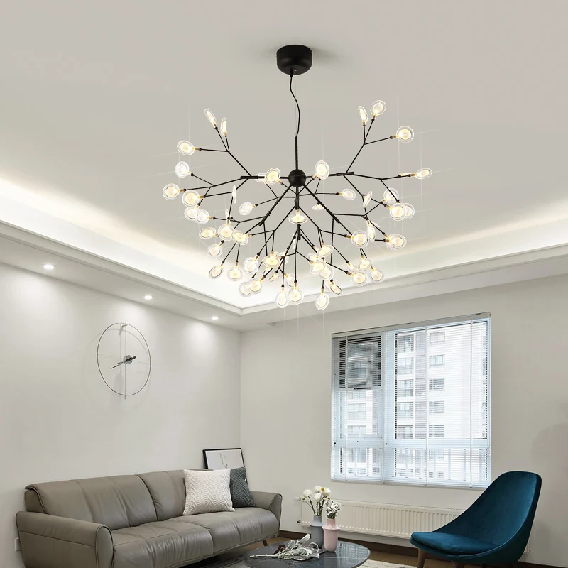 Стеклянные шарики Heracleum люстра для бара ресторана ветки дерева светодиодный