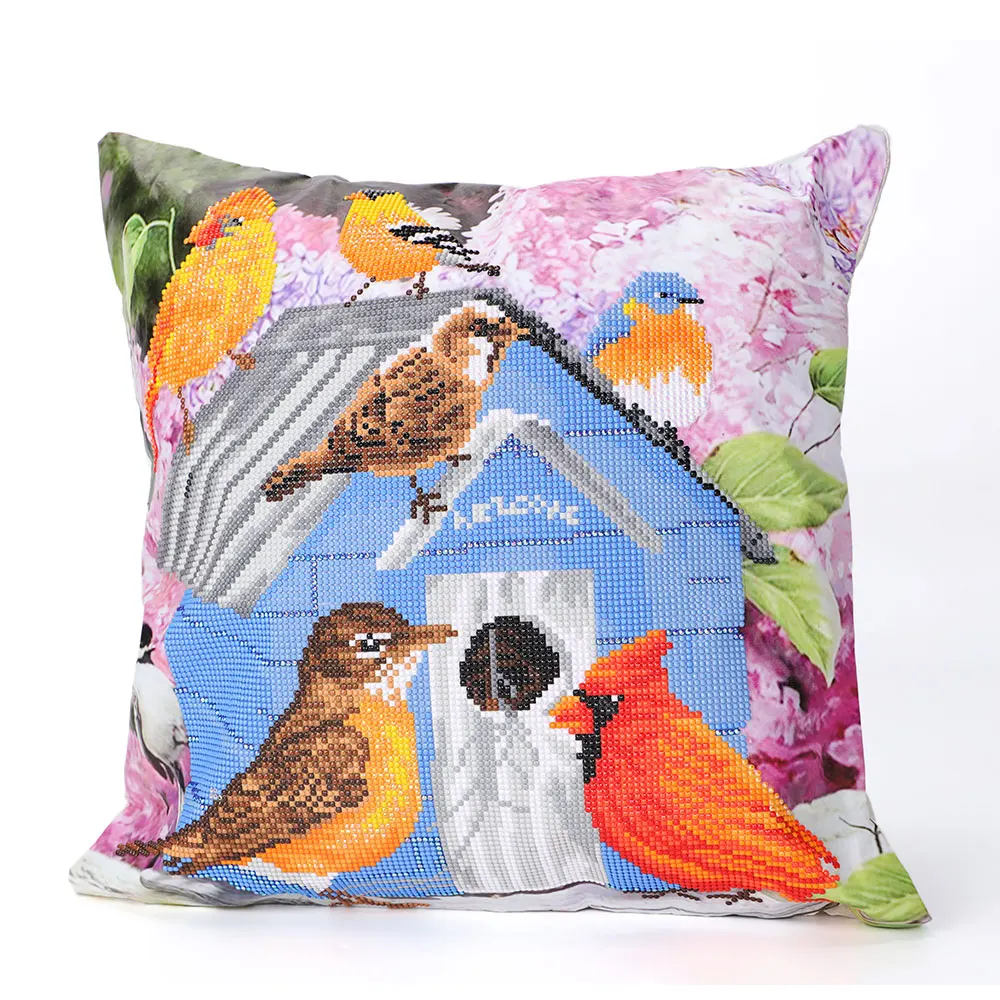 Pillow Case Cushion Cover Motif Pillow Decorative Cushion Birds Canvas Fabric Cotton 