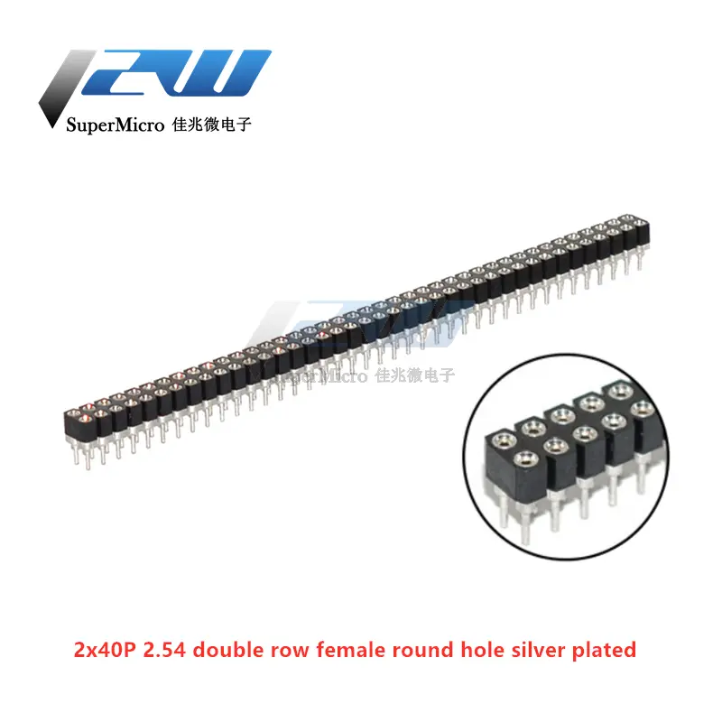 5 Pcs Round Hole Pin Header 2.0MM/2.54MM Pitch Row Female/Male, Single Row 1x40P Row 2x40P Double Row Pin Round Pin Gold Plated image 11