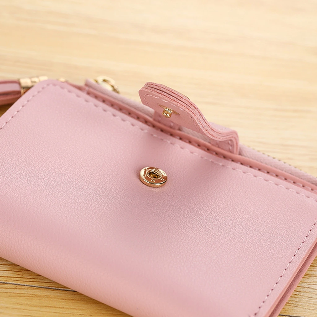 Women Wallets Small Fashion Lovely  Leather Purse Hasp Ladies Card Bag Elegant Solid Color Clutch Zip Female Handbag Clip 819