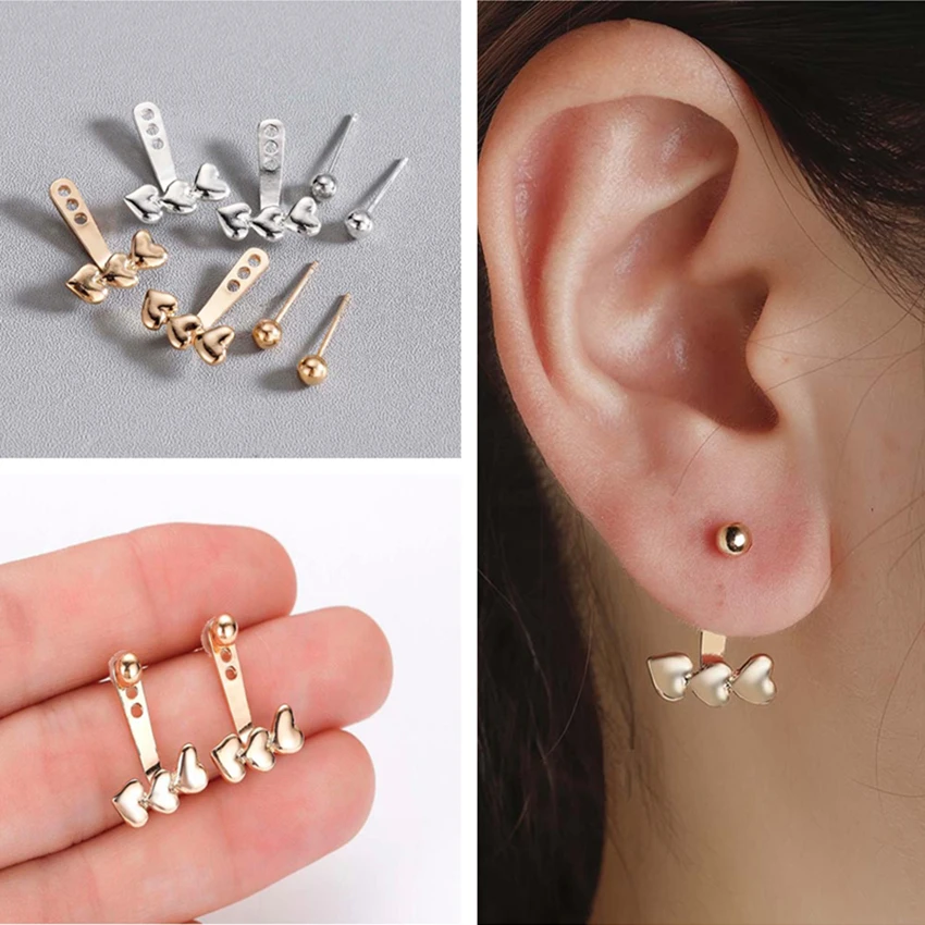 

Kinitial Heart Stud Earrings for Women Ear Jackets Birthday Valentine's Gift Wedding Boho Earring Female Pendientes Wholesale