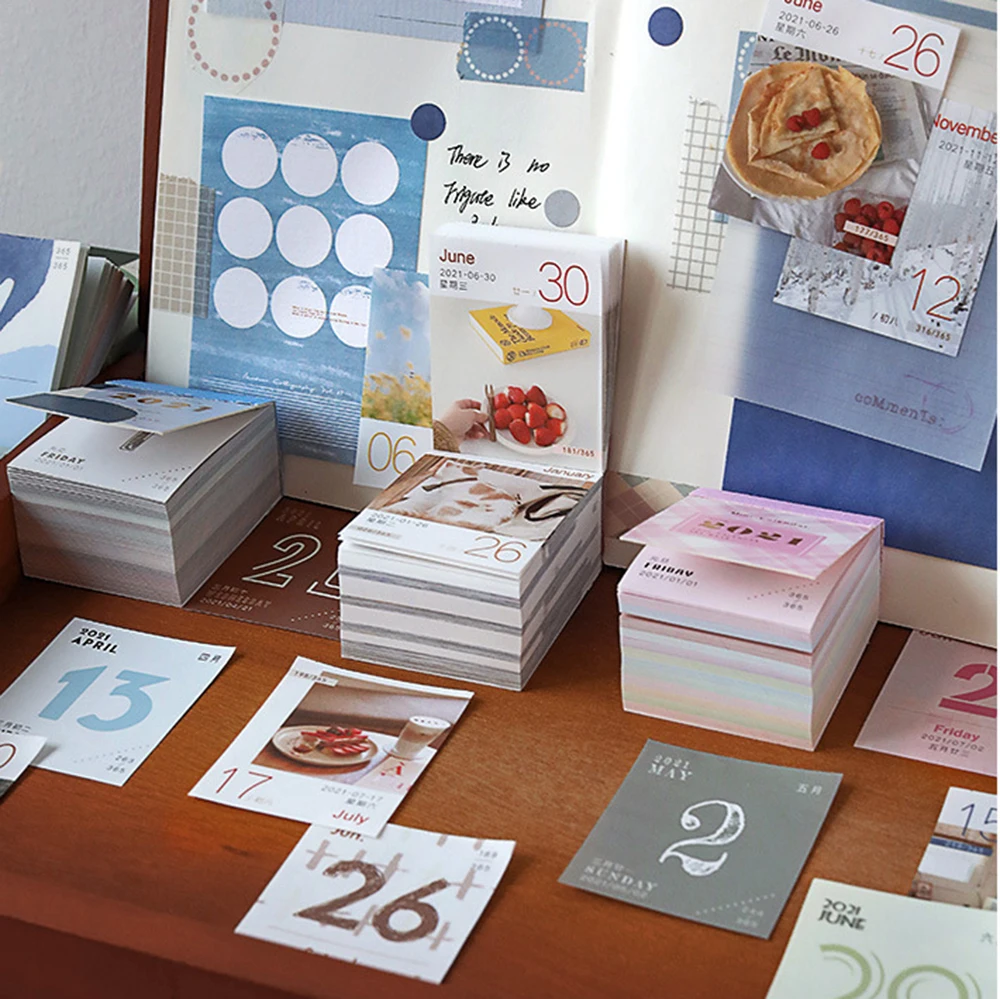 

365 sheets 2021 Calendar Morandi Color Memo Pad Material Paper Schedule Planner DIY Journal Decor