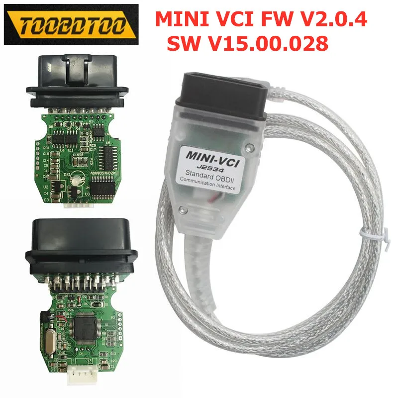 MINI VCI FW V2.0.4 FTDI FT232RL j2534 последние SW V15.00.028 реальный двойной K + CAN Интерфейс для Toyota ECU