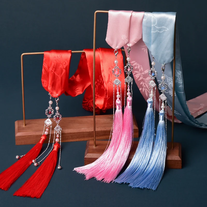 

Ancient Costume Hair Accessories Hanfu Bandeau Hair Band Girl Ancient Style Tassel Streamer Accessories Tie Hair Ribbon Headband