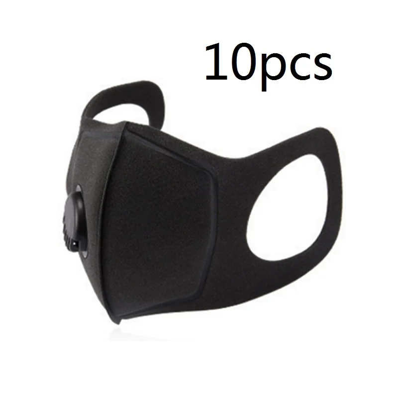 

10pcs/lot Reusable Face Mask with Breath Valve PM2.5 Mouth Mask Anti-Dust Anti Pollution Mask Activated Carbon Filter Respirator