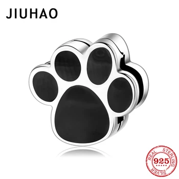 

Hot 925 Sterling Silver Black enamel Animal dog claw Clip beads Fit Original reflection Charm Bracelet jewelry making