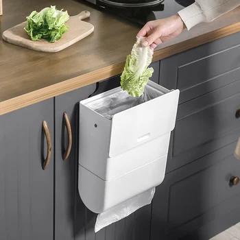 

Hanging Trash Can, Upgraded Trash Can with Trash Bag Holder for Kitchen Cabinet Door, Innovative Waste Bin for Kitchen Bathroom