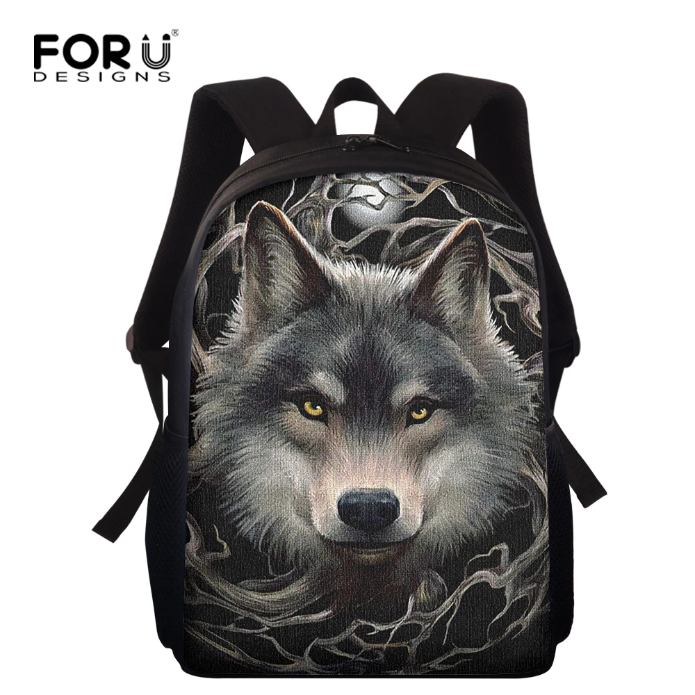 FORUDESIGNS/Прохладный дикий волк печати школьная сумка для конкурсов красоты