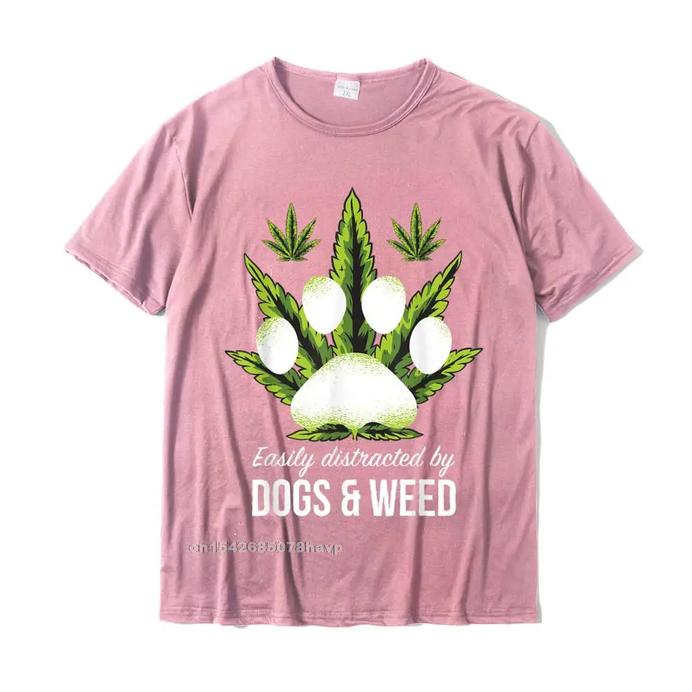 Personalized T Shirts for Men Design Thanksgiving Day Tops & Tees Short Sleeve Dominant Europe T-Shirt O-Neck Cotton Easily Distracted By Dogs Weed Shirt Funny Dog Lover Gifts T-Shirt__878. pink