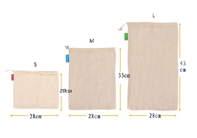 M 28x33cm WBBOOMING кухонный, для овощей прибор для хранения фруктов, Хлопковый мешок затягивающийся сетчатый мешок Складные Многоразовые моющиеся легкая сумка для походов - Цвет: M 28x33cm