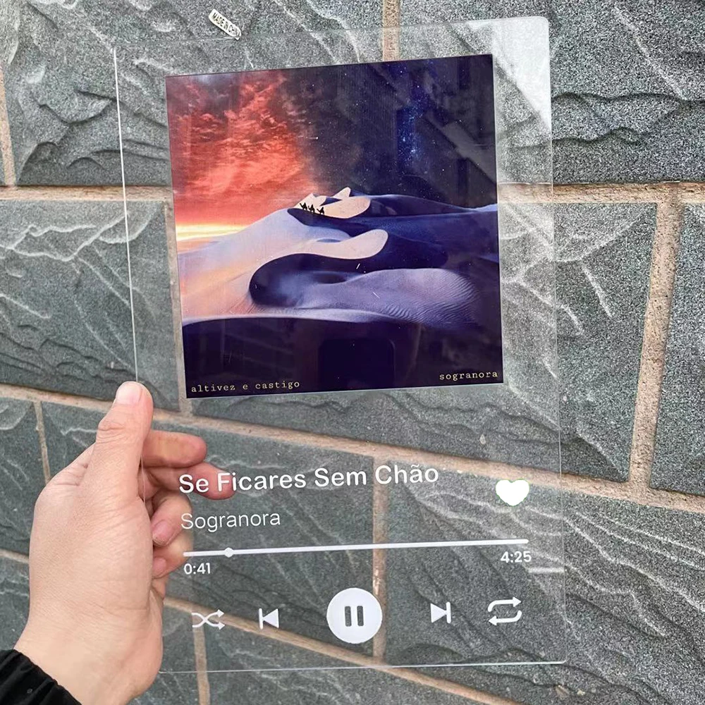 Tablero musical acrílico personalizado estilo Spotify, vidrio Personal, foto, pareja, aniversario, álbum de fotos, placa