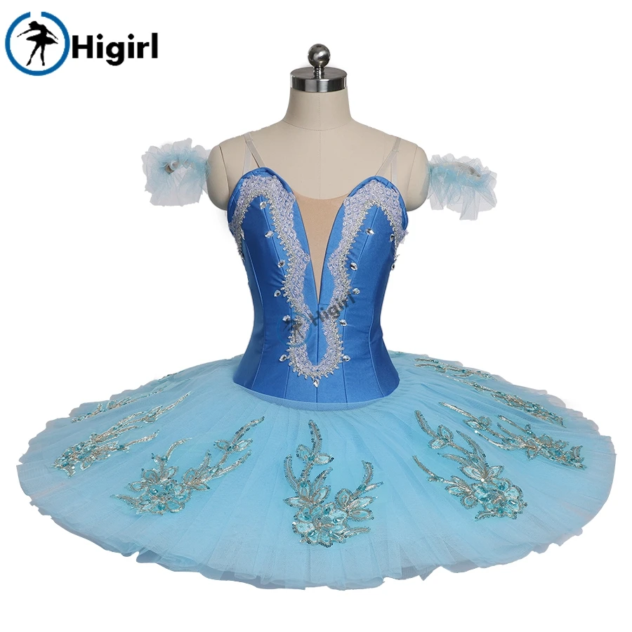 Women Blue Swan Lake Professional Pancake Tutu Girls Performance Competiton Pallter Tutus Child BT9142B | Тематическая одежда и