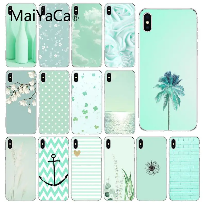 MaiYaCa простой маленький Свежий мятный зеленый DIY Роскошный чехол для iPhone X XS MAX 6 6s 7 7plus 8 8Plus 5 5S SE XR 10