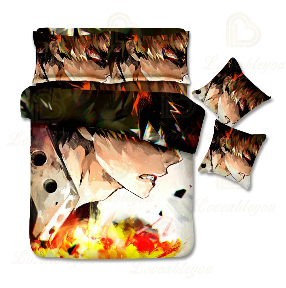

4pcs My Hero Academia Cosplay Bedding Set Soft Washed Bedding Set Duvet Cover Bed Sheet Pillowcase Bright Color Bedclothes