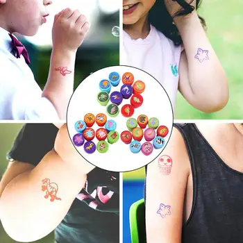 

30PCS Kids Stamps Cute Round Multicolor Cartoon Wild Marine Animals Dinosaurs Self-ink Stamps Inkpad DIY Crafts Party Reward Toy