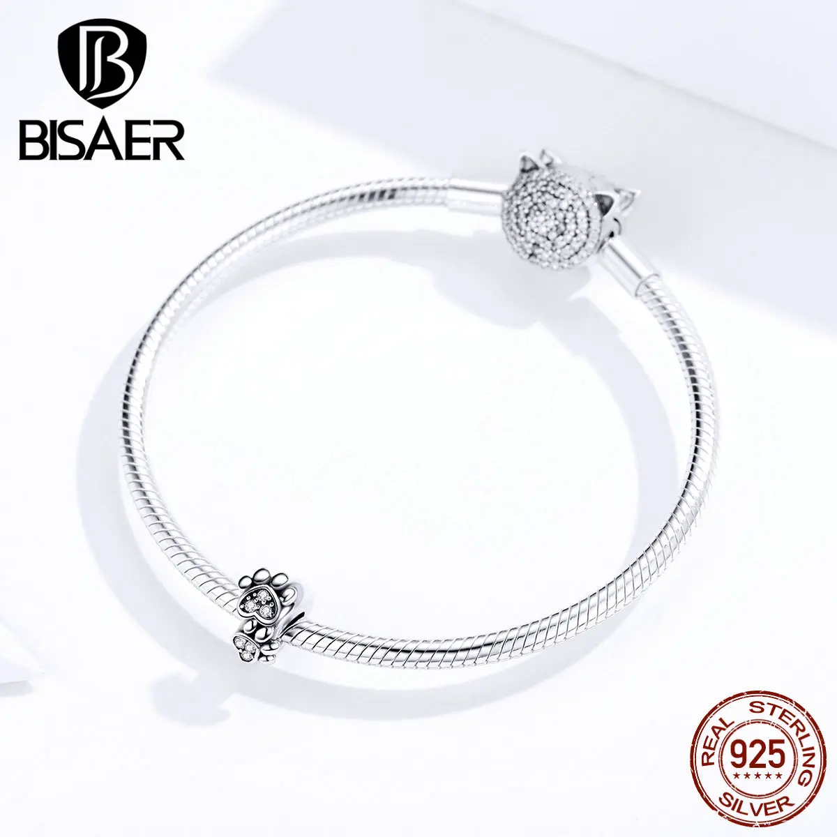 BISAER дизайн 925 пробы серебряные очаровательные детские шармы в форме следа ноги подвески для женщин браслет DIY Ювелирные изделия HSC1312
