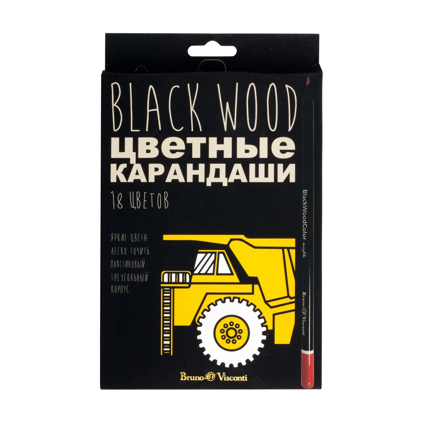 Карандаши 18-ти цв. Bruno Visconti &quotBlack Wood Color" пластиковые 4в. | Канцтовары для офиса и