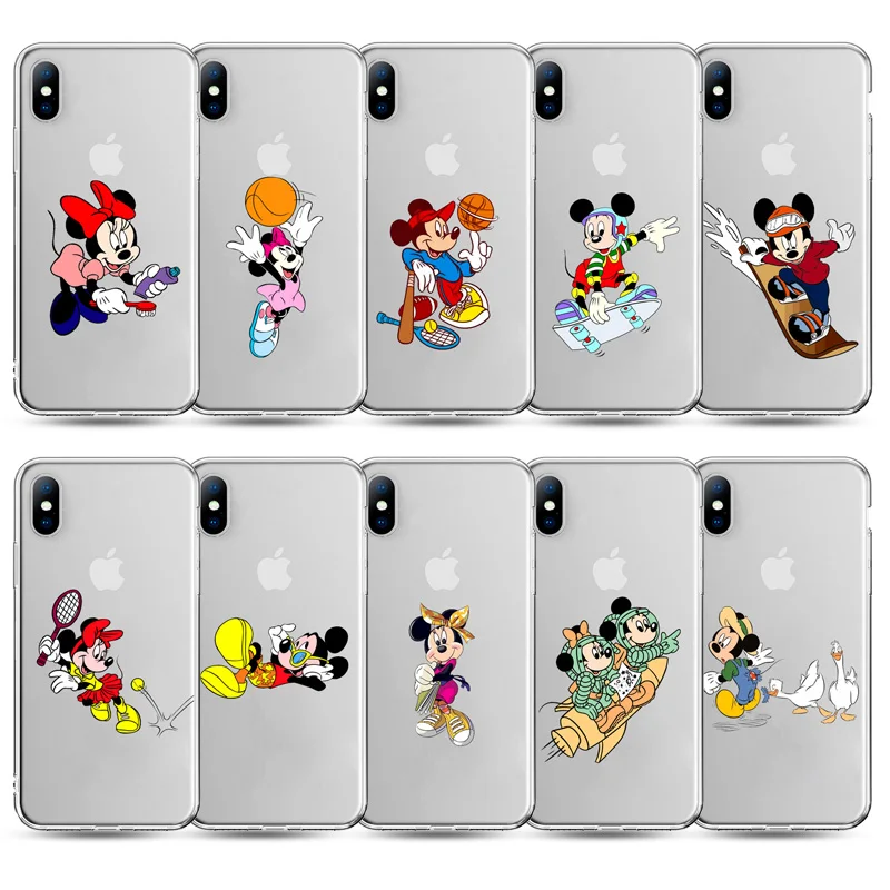 

Funny sports Cartoon Cute Mickey Minnie Soft Phone Case For iPhone 11Pro XR XS MAX 6 6s 8 X 7 Plus Clear Cover For iphone 8 Plus