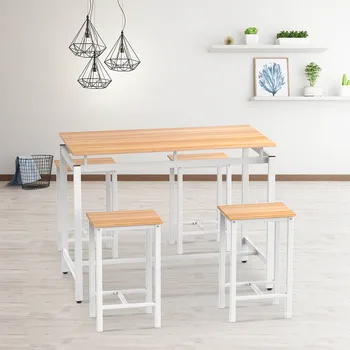 Günstig Esstisch Und Stuhl Set 4 Stühle Stühle 1 Tisch Wohnzimmer Küche Möbel Metall Holz Studio Schreibtisch Stuhl Set Büro Tisch