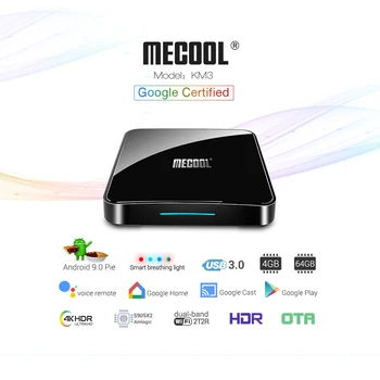 

MECOOL KM3 Android 9.0 TV Box Amlogic S905X2 4GB DDR4 128GB Bluetooth4.1 2.4G+5G WiFi Voice Control TV Box Media Player In Stock