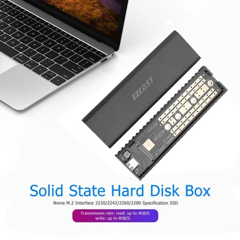 

M.2 to USB Type C M.2 NVME Hard Disk Box Portable SSD Enclosure 9Gbps M Key Adapter Portable Hard Disk Case Aluminum alloy