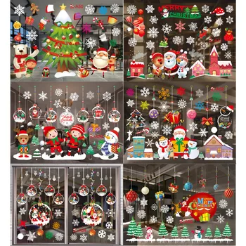 

1# Christmas Window Stickers Merry Christmas Party Decorations Gifts For Home Christmas Wall Sticker Kids Room Wall Decals