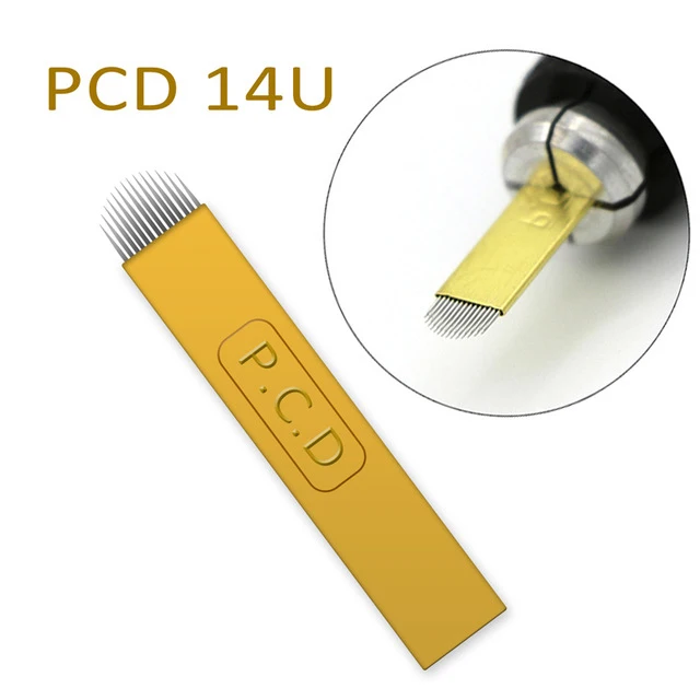 500 шт микроблейдинг иглы PCD 12 штифтов жесткая форма Перманентный макияж лезвия ручная Татуировка бровей Изогнутое лезвие для татуировки ручка - Габаритные размеры: 14U