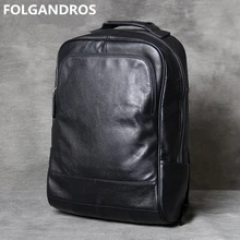 Для мужчин Crazy Horse подлинной кожаный рюкзак для путешествий ноутбук рюкзака брендовые Винтаж ручной работы двойные плечо школьная сумка