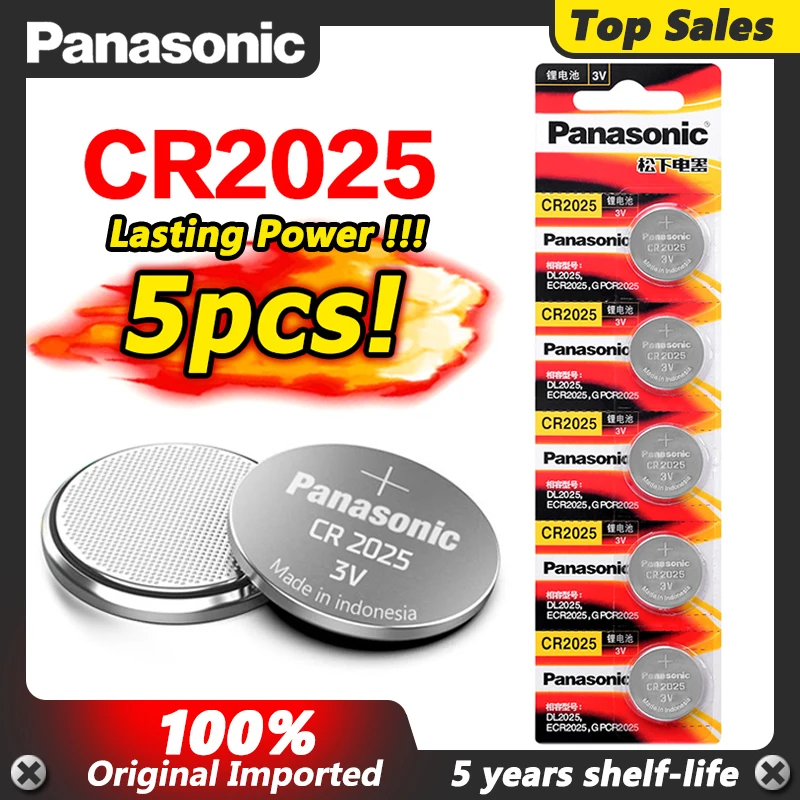 PANASONIC 5 шт. 3 в Кнопка монета ячейка Литиевая Батарея CR2025 LM2025 BR2025 DL2025 KCR2025 для