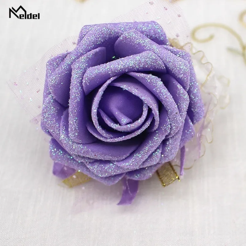 Lovegrace 8 Colors Artificial Roses Wrist Flowers Corsage Bracelet Bride Bridesmaid Wedding Bracelets Props Accessories Supplies6