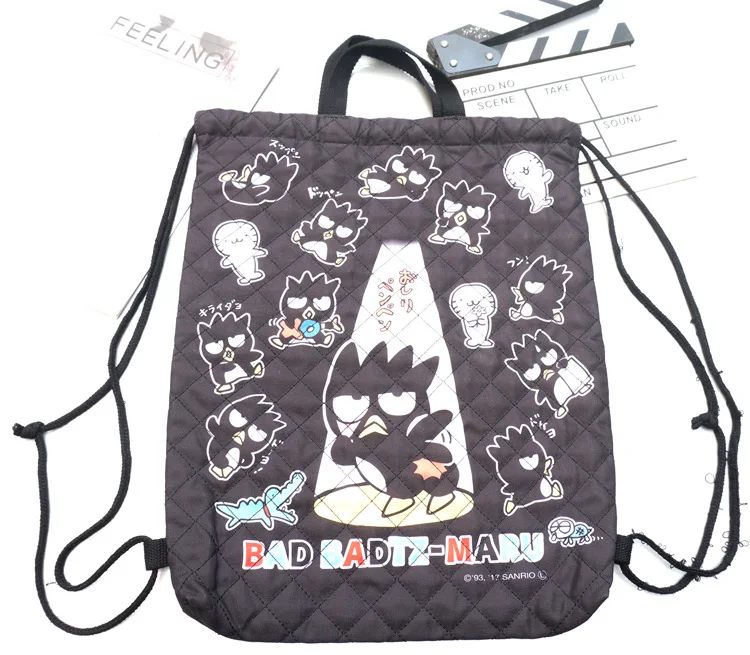 Мультфильм Bad Badtz-Maru Пингвин черный холщовый мешок на завязках рюкзак; спортивная сумка органайзер, сумка для хранения