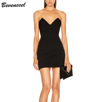 

Bevenccel Summer Bandage Dress 2020 New Arrival Strapless Off Shoulder Bodycon Mini Celebrity Evening Party Dress Women Dress