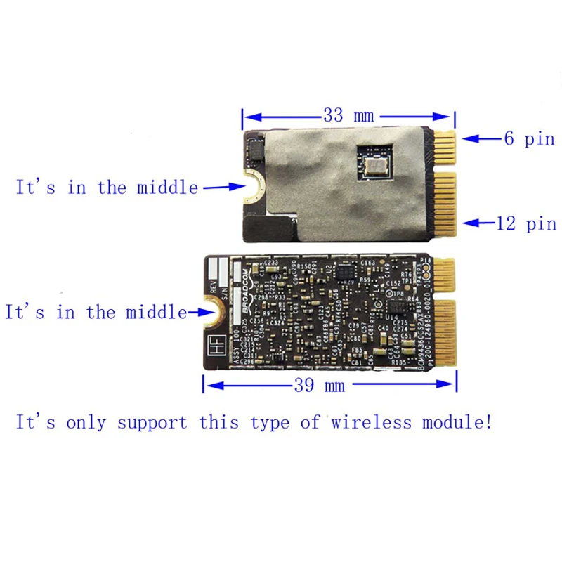BCM94360CS2 BCM943224PCIEBT2 BCM94331CSAX BCM94331CD BCM94360CS BCM943602CS беспроводная карта для NGFF M.2 ключ A/E адаптер для Mac OS