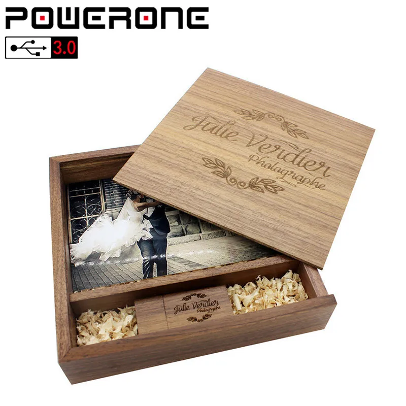 Фотоальбом POWERONE USB 3 0 ореховый деревянный usb + коробка флэш накопитель флешка 4 ГБ 16