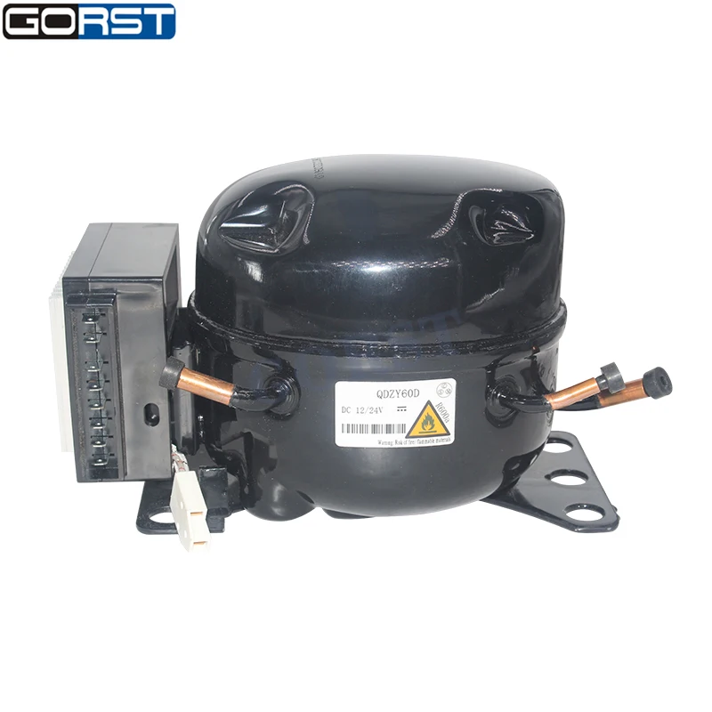 Compresor de refrigerador de aire de 12V y 24V CC, refrigeración del carro, congelador Solar marino QDZY60D R600A