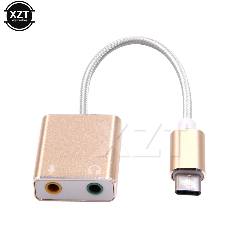 Внешняя звуковая карта USB Type C адаптер для аудиокарты с разъемом 3 5 мм aux микрофон