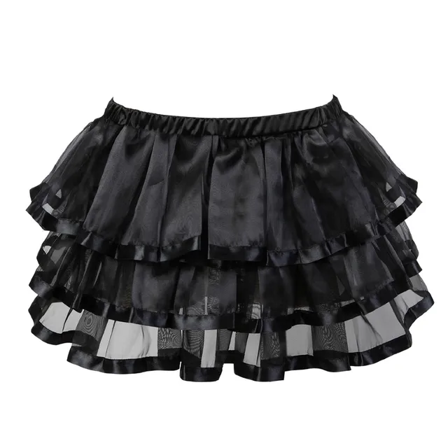 Women Sexy Mini Tutu Skirt Multilayer Mesh/Tulle/Lace/Floral Decoration Mini Pleated Skirts Fashion Dance Skirt Plus Size S-6XL 3704black