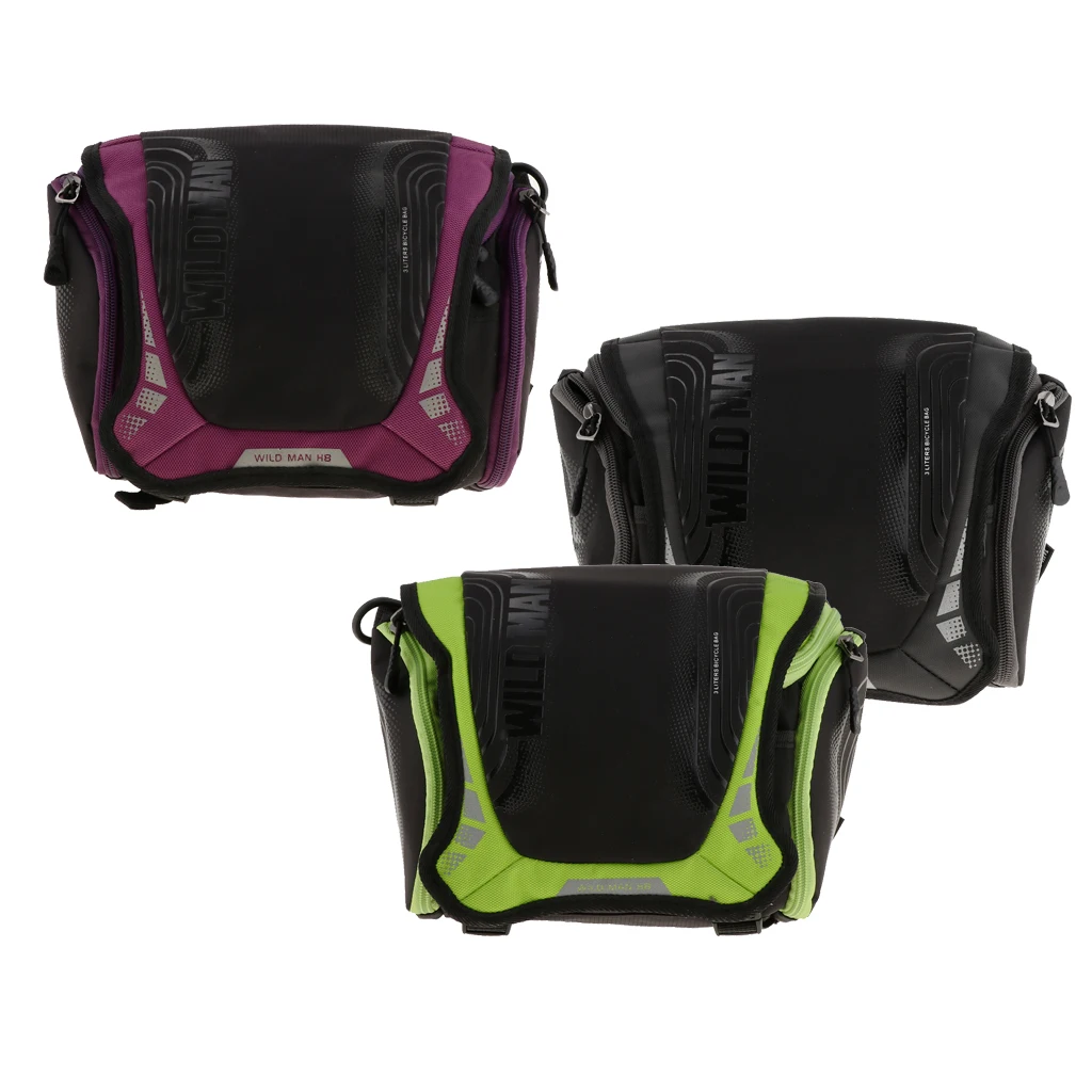 Waterproof Bike Bicycle Cycling Basket Handlebar Bag with Reflective Stripe Outdoor Camera Pack Accessories Black Purple Green