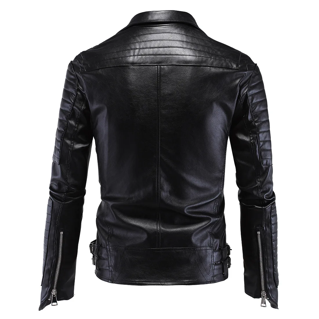 Мужская кожаная куртка в стиле панк, черная приталенная мотоциклетная кожаная куртка на молнии, мужское кожаное пальто на осень и зиму, Мужская винтажная велосипедная куртка