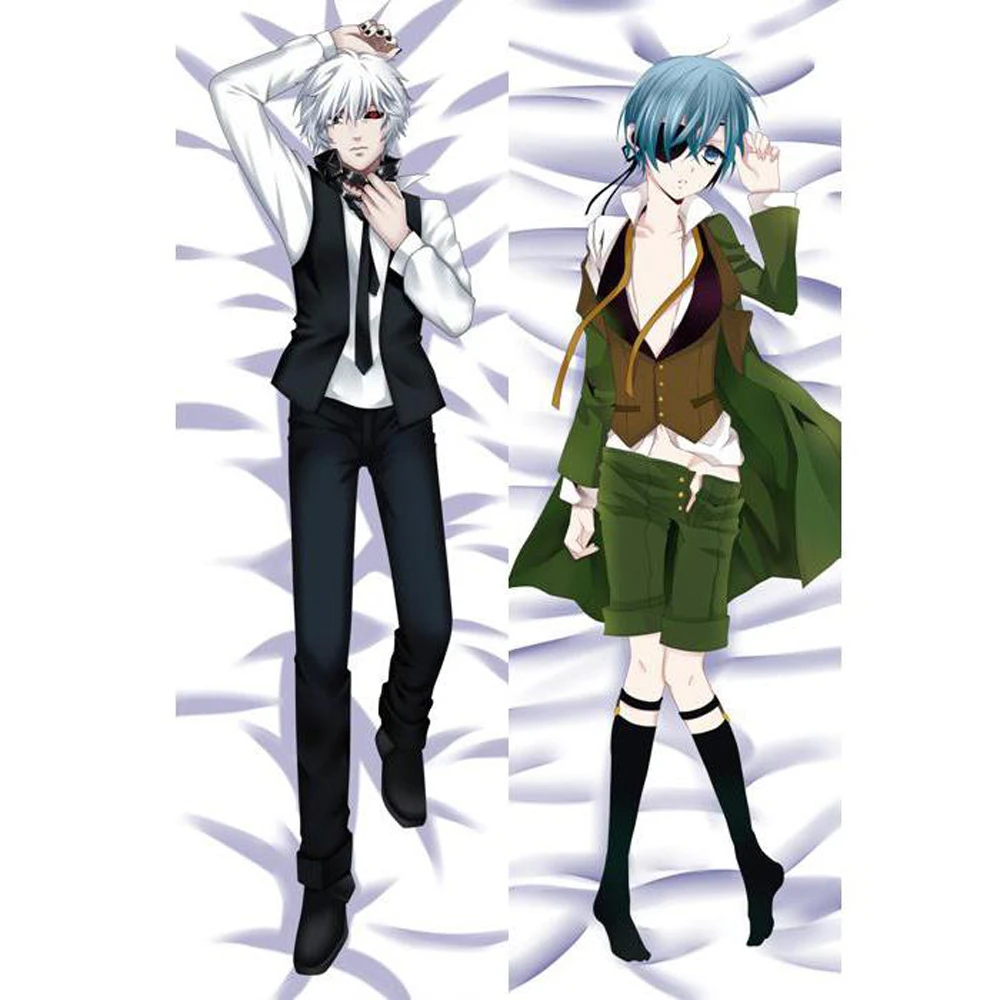 Japonés BL hombre Anime negro Butle Kuroshitsuji Ciel Otaku Dakimakura regalos ropa de cama abrazando cuerpo 150x50 CM|Funda de almohada| -