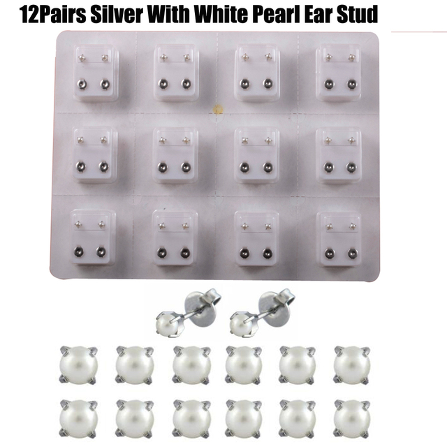 Sterilized Dozen Pack Gold & Silver Color Ear Cartilage Tragus Piercing Stud Earring Mixed Colors Shape Star Heart Pearl