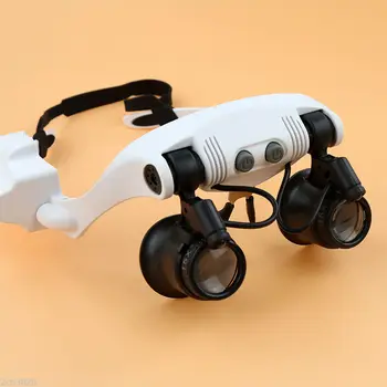 

10X 15X 20X 25X LED Headband Binocular Lighted Magnifier Watching Repairing Magnifying Glass With LED Light