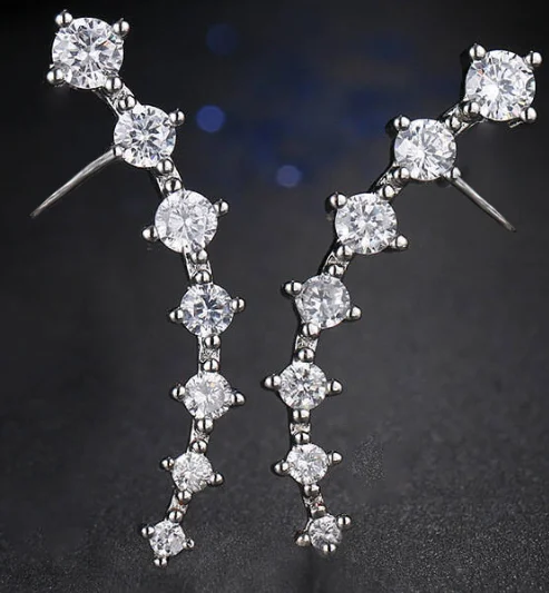 

UXN342 Glitter Earring 925 Sterling Silver Zirconia stone Female Engagement Jewelry