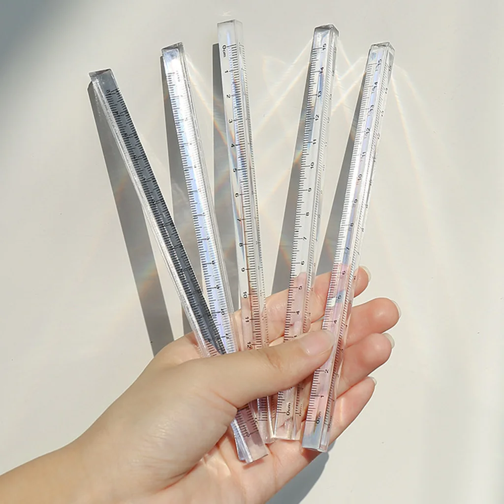 Transparent Acrylic Ruler Portable Mathematics Ruler Triangular Prism